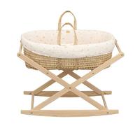 Couffin Bébé En Fibres Naturelles Et Habillage Tissu Avec Support En Pin Massif Blanc