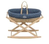 Couffin Bébé En Fibres Naturelles Et Habillage Tissu Avec Support En Pin Massif Bleu