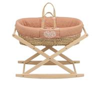 Couffin Bébé En Fibres Naturelles Et Habillage Tissu Avec Support En Pin Massif Rose
