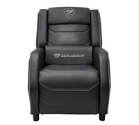 COUGAR Gaming | Fauteuil Gaming | Ranger S Black - Sofa Noir et Gris - Cuir PVC - Appui-tête et Oreiller Lombaire - Pepose-Pieds Pliable - Dossier Inclinable