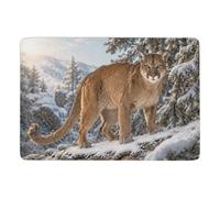 Cougar in A Snowy Tree Tapis Imprimé 150 X 100 Cm, Imprimé Pour Noël | Ambiance d'automne : Tapis antidérapant, avec poils courts; pour chambre