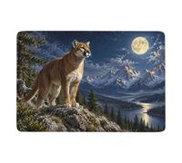 Cougar under the moonlight Tapis 150 x 100 cm, Doux et Antidérapant | Tapis intérieur doux : ajoute une touche douce et décorative; avec impression par transfert thermique; pour chambre