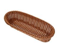 Couleur Café Panier Tressé Ovale en Plastique pour Service de Table | Texture Tissée, Style Simple et Rustique, Léger, Résistant aux Chocs, pour Œufs et Snacks