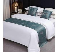 Couleur de Luxe Légère Motif Paysage Jacquard Chemin de Lit, Écharpe de Lit Double King Size pour Chambre d'Hôtel, Couvre-lit Simple Décoration de Literie- Blue|| 46x180cm for 1.2m Bed