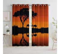 Couleur Orange Rideaux Occultants Thermiques 220 x 215 cm Le Reflet Mimosa Au Coucher Soleil - Rideaux Isolants Anti-Froid & Anti-Chaleur, Tissu Épais Haut de Gamme, Chambre ou Bureau