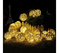 Couleur Rotin Billes Guirlande Lumineuse, Chickw1 Noël & Party Guirlandes Décoration 20LEDs Lanternes Forme Série De Lampe 2.2m/2.5m Long Belle Décoration (Chaud Sepak Takraw Blanc)