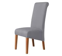 Couleur Unie Taille XL Housse de Chaise pour Chaises de Salle à Manger, Paquet de 2 4 6 Tissu de Soie de Lait Housse de Chaise pour Salle à Manger pour Restaurant Hôtel Fête-Gris-2 pièces