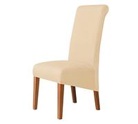 Couleur Unie Taille XL Housse de Chaise pour Chaises de Salle à Manger, Paquet de 2 4 6 Tissu de Soie de Lait Housse de Chaise pour Salle à Manger pour Restaurant Hôtel Fête-Beige-4 PIÈCES