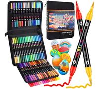 Couleurs 72 Stylos Feutre Acrylique, Feutre Peinture Acrylique Double Pointe Pinceau, Marqueur Acrylique Pour Papier, Verre, Galet, Métal, Plastique, Bois, Oeuf, Céramique, Textile
