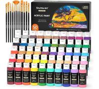 Couleurs acryliques Set 50 couleurs vives 60ml haute pigmentation non toxique résistant à l'eau convient pour la peinture et le bricolage