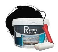 COULEURS D ANTAN Peinture Résine multisupport Intérieur pour Faïence, Carrelage, Douche, Baignoire 5m² - RAL 9005 Noir foncé + Kit d'application OFFERT