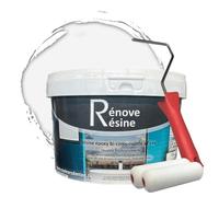 COULEURS D ANTAN Peinture Résine multisupport Intérieur pour Faïence, Carrelage, Douche, Baignoire 5m² - RAL 9003 Blanc de sécurité + Kit d'application OFFERT