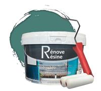 COULEURS D ANTAN Peinture Résine multisupport Intérieur pour Faïence, Carrelage, Douche, Baignoire 5m² - RAL 6033 Turquoise menthe + Kit d'application OFFERT