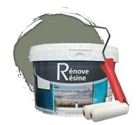 COULEURS D ANTAN Peinture Résine multisupport Intérieur pour Faïence, Carrelage, Douche, Baignoire 5m² - RAL 7033 Gris ciment + Kit d'application OFFERT