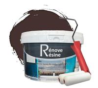 COULEURS D ANTAN Peinture Résine multisupport Intérieur pour Faïence, Carrelage, Douche, Baignoire 5m² - RAL 8017 Brun chocolat + Kit d'application OFFERT