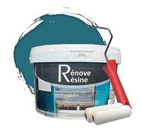 COULEURS D ANTAN Peinture Résine multisupport Intérieur pour Faïence, Carrelage, Douche, Baignoire 5m² - RAL 5021 Bleu d’eau + Kit d'application OFFERT