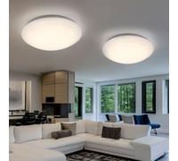 Plafonnier LED plafonnier lampe de salon blanc rond, métal acrylique, 16W 880lm blanc chaud, DxH 34,5x9 cm, lot de 2