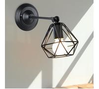 COUNT- 1pcs Applique murale Retro Industrielle en Métal Noir 16cm Cage Carré Fer Lustre pour couloir, allée, porche, chambre, etc