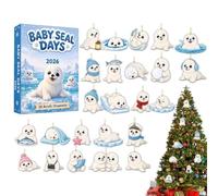 Countdown Calendar, Animal 2D Acrylic 24, Days Mini | Marine Animal Home, Decor for Window, Door Wall Mantel, Tree Home Office, Entryway Holiday, Party Countdown