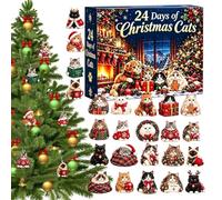Countdown Calendar Christmas 2026 - 2D Flat Acrylic Kitten Ornaments Catxue | Christmas Countdown Cat Ornaments for Adults Kid Home Living | Room Bedroom Fireplace Countdown Calendar Christmas 2026 2D