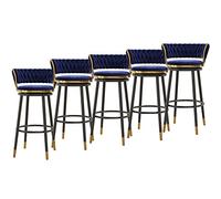 Counter Bar Taboulets Ensemble de 5, Velvet Barsed Barstols avec Dos, Bar Swivel Bar Chairs Souplier Soutien de 330 Livres (Blue-2,65 cm)