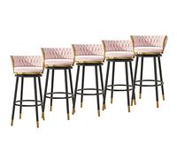 Counter Bar Taboulets Ensemble de 5, Velvet Retals Bringts-Tools avec Dos, chaises de Barre pivotant à 360 degrés Soutien des tabourets de l'île 330lbs (Pink-2,75 cm)
