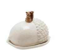 Country Living Beurrier Motif écureuil | Beurrier en céramique avec un couvercle bombé texturé et des détails d'écureuil pour les tables de petit déjeuner