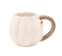Country Living Tasse en forme de citrouille - Tasse en céramique d'automne avec poignée en bois - Ustensiles de cuisine d'automne saisonniers - Cadeau de récolte confortable