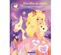 Coup de coeur créations - Mon bloc de styliste - Animaux magiques - Des coloriages - Avec des stickers pour habiller les modèles ! - Elen Lescoat - Hemma - broché - Document jeunesse