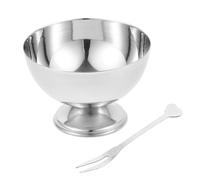 Coupe à Dessert en Acier Inoxydable 200ml Argenté, Stable et Simple | Glaces, Fruits et Vin, avec Fourchette Incluse, Style Créatif, Bol de Service Compact