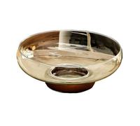 Coupe à fruits Coupe à fruits en verre avec base en bois, plat de service for la cuisine, la salle à manger ou le salon Décoration de bureau(Transparent)