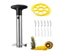 Coupe Ananas,8 Pièces Set Outil Ananas Cuisine, Dévideur d’Ananas Inoxydable, Comprend 1 Coupe et 6 Fourchettes, Corer pour la Maison et la Cuisine,Nettoyage Facile