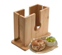 Coupe-bagels - Coupe en bois sûre et facile à nettoyer - Grand support pour bagels de cuisine, petit-déjeuner, maison, café, restaurant, résidence et salle à manger
