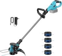 Coupe-Bordure et Taille-Herbe sans Fil 2-en-1 - Cercle de Coupe 30cm, Léger 2,3kg, Tête Pivotante à 90° - Compatible avec Batteries 18V / 21V Standard - Inclus 4 Bobines (Machine Seule)