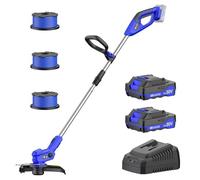 Coupe-Bordure sans Fil avec 2X 2.0Ah Batteries et Chargeur - Débroussailleuse Électrique Ultralégère 1,9kg, Largeur 30cm, 9000RPM, 3 Bobines - Idéal pour Finitions de Pelouse (Bleu Foncé)