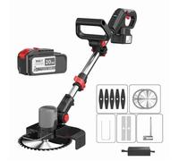Coupe Bordure sans fil Brushless 21V avec 2 Batteries 4.0Ah - Débroussailleuse à Tube Télescopique - Tête Pivotante - 9 lames