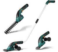 Coupe Bordure sans Fil, Cisaille à Gazon avec Batterie 7.2V et Chargeur, Manche Long Télescopique Détachable, 2 Types de Lames