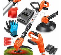Coupe-bordures sans fil MASKO® avec batterie Li-ion 20 V, batterie 2,0 Ah et chargeur, coupe-bordures à moteur avec diamètre de coupe de 26 cm, angle de coupe de 180°, manche télescopique et poignée s