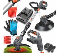 Coupe-bordures sans fil MASKO® avec batterie Li-ion 20 V, batterie 2,0 Ah et chargeur, coupe-bordures à moteur avec diamètre de coupe de 26 cm, angle de coupe de 180°, manche télescopique et poignée s