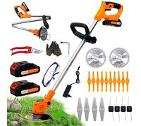 Coupe-bordures sans fil OUTIGO avec 2 batteries 21 V, 4 lames, tondeuse repliable en trois parties, avec écran LCD, tondeuse à gazon, tondeuse de jardin sans fil pour pelouse et arbustes