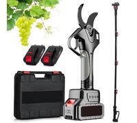 Coupe Branche Électrique Avec Perche 2.1m - Sécateur À Batterie, Affichage LCD, Diamètre De Coupe 50mm Pour Élagage Et Taille Des Arbres(2 Battery)
