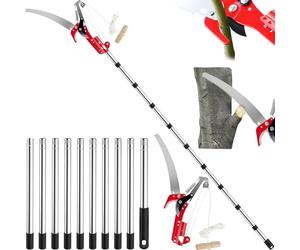 Coupe Branche Telescopique avec Lame en Acier au Carbone SK5, Secateur Telescopique 2 en 1, Scie à Élaguer Extensible Réglable 82 à 402 cm, Echenilloir Télescopique pour Élagage Palmiers Arbustes