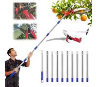 Coupe Branche Telescopique,Scie d'Élagage Manuelle,Secateur Telescopique Réglable En Hauteur Sur 5 m,Avec 10 Poteaux Alliage Aluminium Pour Élagage Coupe Branches Hautes Palmiers Arbustes(Bleu)