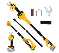 Coupe-Branches sans Fil compatible avec Dewalt 20V Batterie (Non Batterie), élagueur sans balais à 2 Vitesses, Affichage numérique, 30mm Coupe diamètre, Lames de rechang (avec 2m Manche)