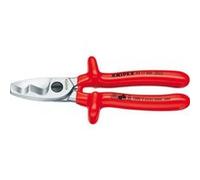 Coupe-câbles à double tranchant VDE, tête chromée, poignées étanches, Long. : 200 mm, Ø de la capacité de coupe 20 mm, Section du conducteur 70 mm² G