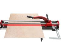 Coupe-carrelage manuel de 80 cm, rouge, avec poignée et support de stabilisation et règle, pour découper des carreaux de mur, des carreaux à rainure, des carreaux surélevés et des carreaux décorés