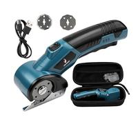 Coupe-carton électrique avec 2 lames, ciseaux électriques 4,2 V, verrouillage de sécurité, lumière LED, cutter rotatif sans fil universel pour papier, tissu, tapis, cuir, feutre, carton