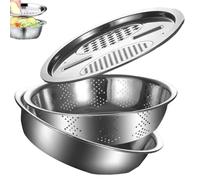 Coupe-charcuterie avec panier - Kit de base en acier | Hachoir à râpe en acier inoxydable - Outil de cuisine multitâche 3 pièces, ergonomique, facile à , idéal pour Noël, ustensile de cuisine