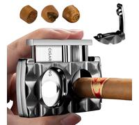 Coupe-cigare V-Cut 4 en 1 à coupe droite One Touch, ciseaux coupe-cigare à double lame en acier inoxydable avec poinçon, coffret cadeau, accessoires idéaux pour les amateurs de cigares (black)