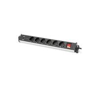 Digitus Multiprise DA-70624 – 6 prises + 2x USB-A, 1x USB-C – interrupteur – boîtier alu – noir